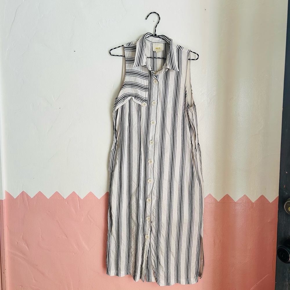 Anthropologie Maeve Black and White Striped Shirt Dress